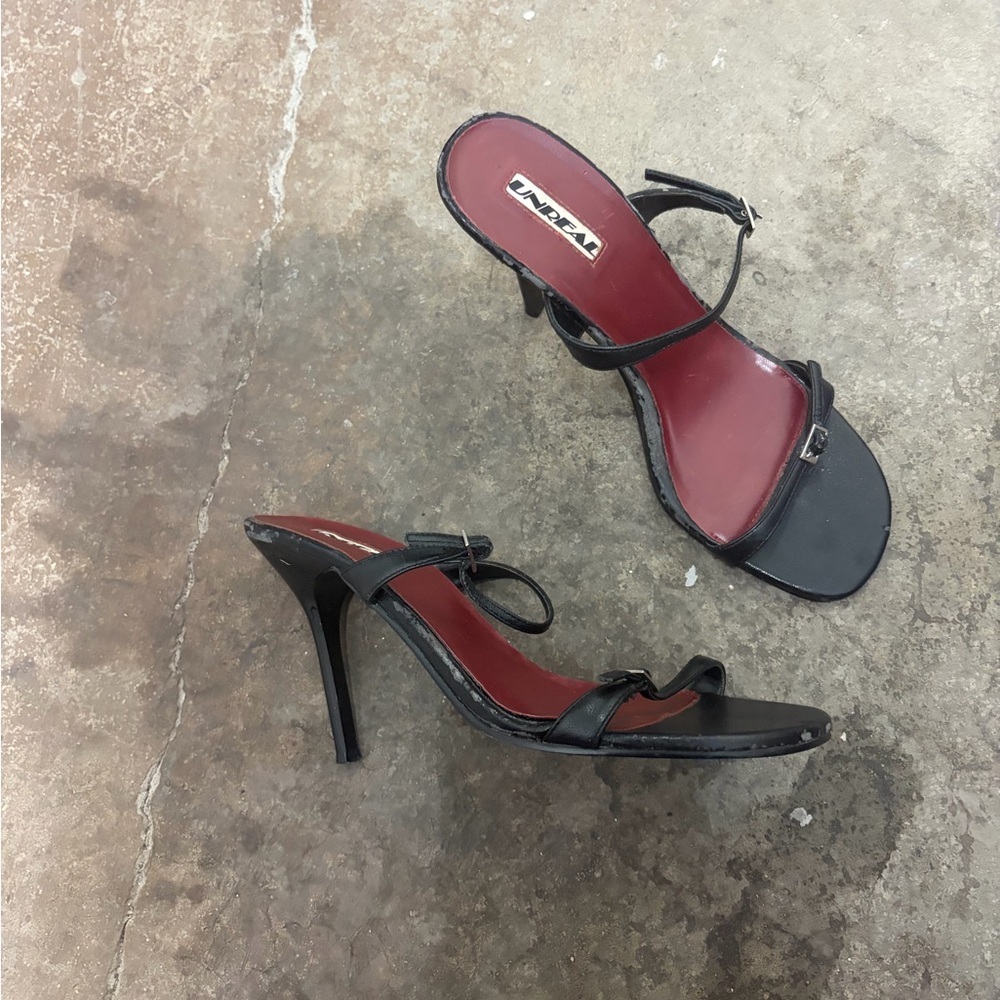 Leather upper Black Women's Heeled Sandals